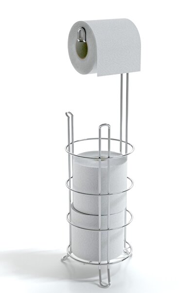 Teknotel Ayaklı Yedekli Tuvalet Kağıtlık, Tuvalet Kağıdı Askısı, Banyo Aksesuarları Krom Mg093