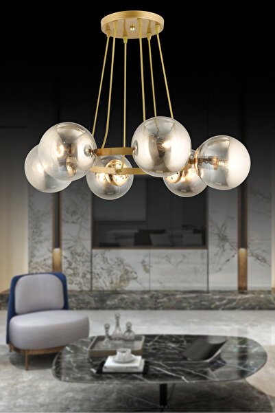 Genel Markalar Kardelen Eskitme 6 Lı Halka Füme Glop Camlı Modern Avize