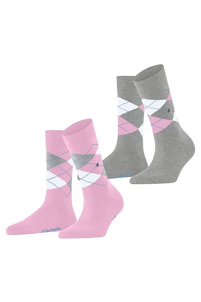 Burlington Einheitsgröße Damen Socken – 2er-Pack Argyle Rautenmuster-Clips
