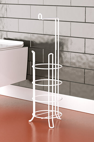 Teknotel Tuvalet Kağıtlık Tuvalet Kağıdı Standı Ayaklı Yedekli Tuvalet Kağıdı Askısı Mg093 Beyaz