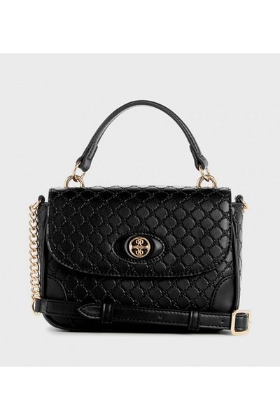 Nine West Women's Black Innes Mini Top Handle Flap Satchel Bag