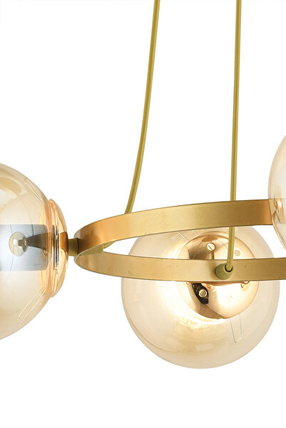 Genel Markalar Sonsuz Eskitme  6 Lı Halka Bal  Glop Camlı Modern Avize