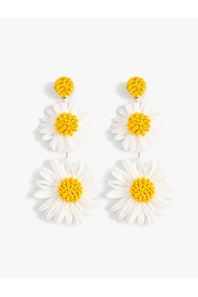 Koton Straw Daisy Earrings - Dangle Design