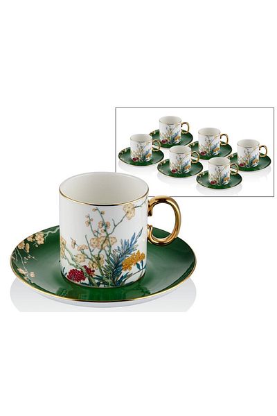 LAMEDORE Blossoms Porcelain Tea Set for 6 People - 12 Pieces