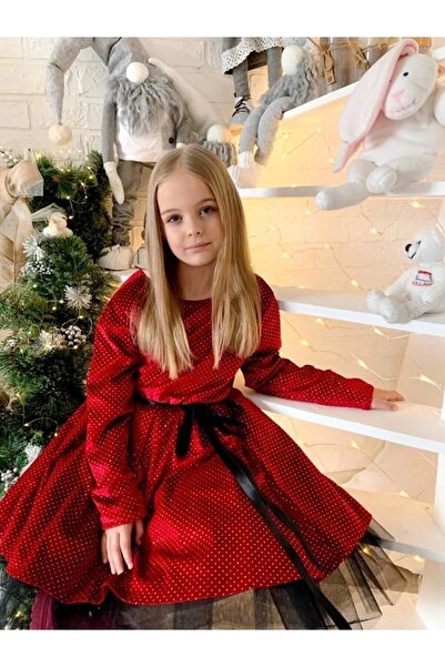 Kumsals Kids Boutique Kız Çocuk Tül Detaylı Simli Yılbaşı Abiyesi
