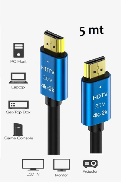 Vwin 4K 2.0V HDMI KABLO ULTRA HD PREMIUM Yüksek Hız ve Netlikte Aktarır (5 Me...