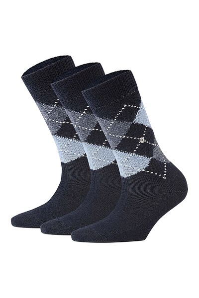 Burlington Damen Socken WHITBY 3er Pack – Kurzstrumpf, Rautenmuster, Einheitsgröße, 36–41