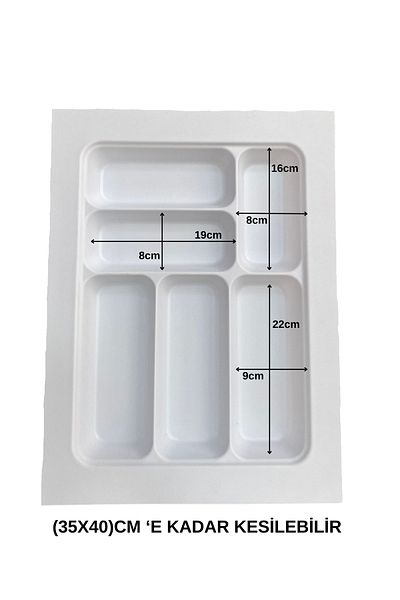 almital mobilya aksesuarları furniture accessories 37x49 εκ. Λευκό συρτάρι με 6 διαμερίσματα με μικρο ανάγλυφο μοτίβο μπορεί να κόψει έως και 32x40 εκ.