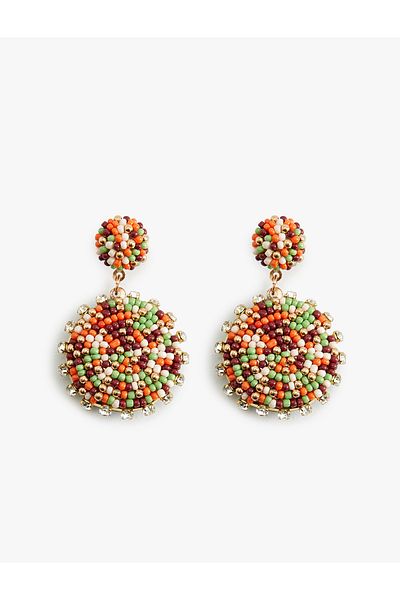 Koton Colorful Geometric Patterned Dangle Bead Earrings