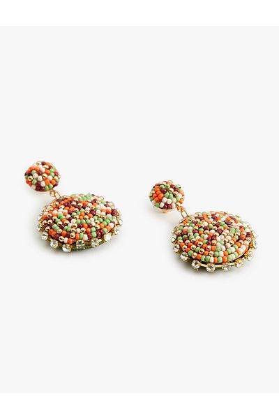 Koton Colorful Geometric Patterned Dangle Bead Earrings