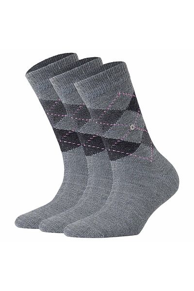 Burlington Damen Socken WHITBY 3er Pack - Kurzstrumpf, Rautenmuster, Onesize, 36-41