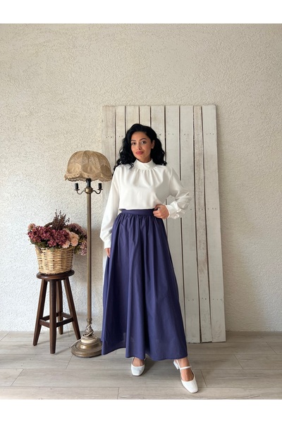 KÜÇÜĞÜM BUTİK Синя спідниця з попліну Klos Indigo Blue