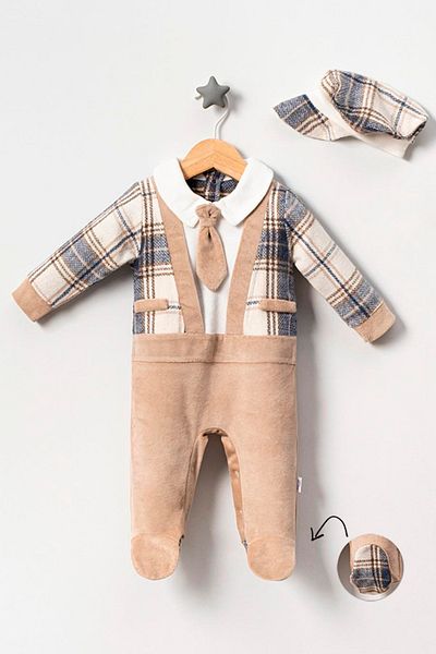 TRENDİMİZBİR Royal Blue Jumpsuit with Hat for Baby Boy
