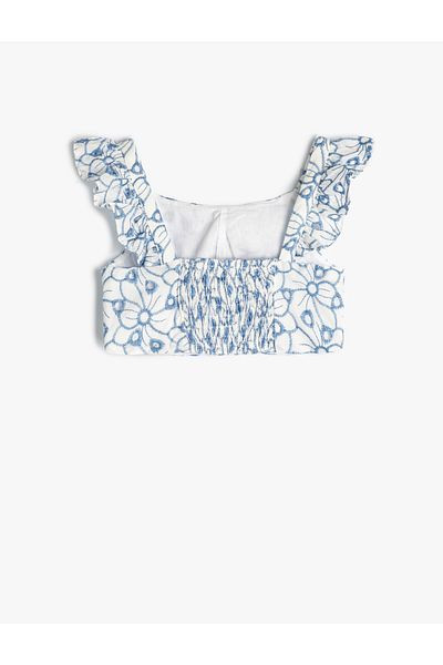 Koton Kurze Bluse mit Blumenmuster – Träger und Rüschen mit Muschel-Detail