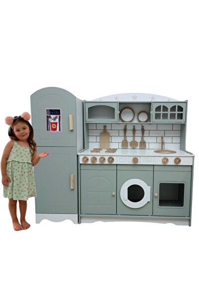 hedefixtoys Ahşap Oyuncak Mutfak Seti + Buzdolabı – Elizya – 2’li Büyük Oyun ...