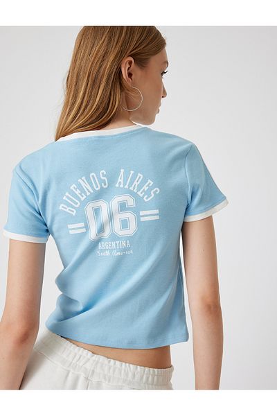 Koton Tricou imprimat pe spate, cu mânecă scurtă, cu gâtul turn, cu nervuri