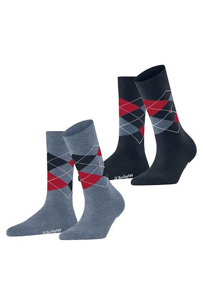Burlington Einheitsgröße Damen Socken – 2er-Pack Argyle Rautenmuster-Clips