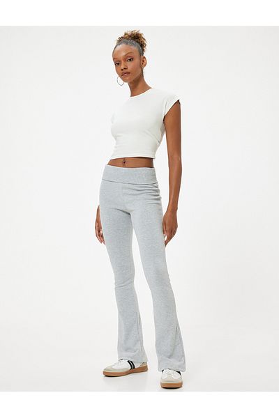 Koton High Waist Slim Fit Spanish Leg Leggings Trousers