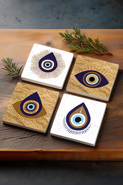 Pinecone Evil Eye Stone Coaster Desktop Protective Coaster 4 Piece Set 10x10c...