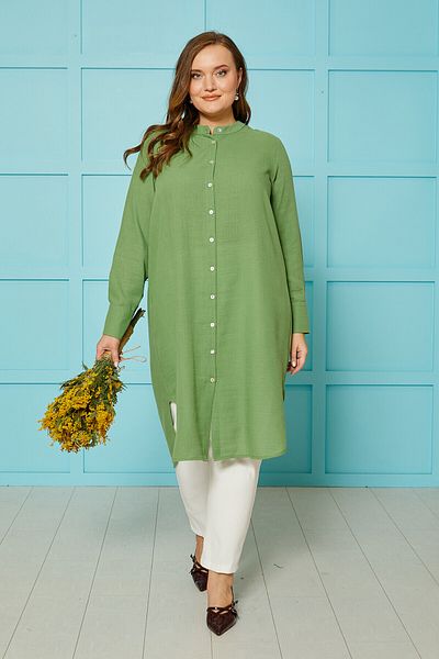 Büyük Moda Πουκάμισο με υφή λινό