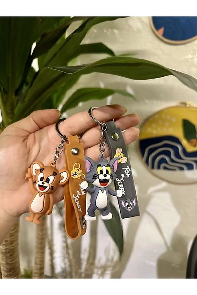 Canderel Tom and Jerry (Pack of 2) 3D Silicone Couple Keychain, Gift & Lover Keychain