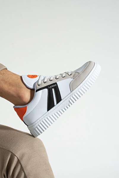 L.A Polo 509 White Black Orange Color White Sole Lace-up Daily Men's Sports Shoes