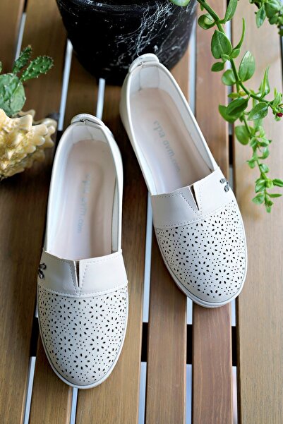 MCASERING Pantofi de damă cu talpă ortopedică cu cataramă în V crem laser