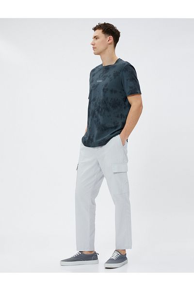 Koton Linen Blend Cargo Pants with Pockets and Tie Waist