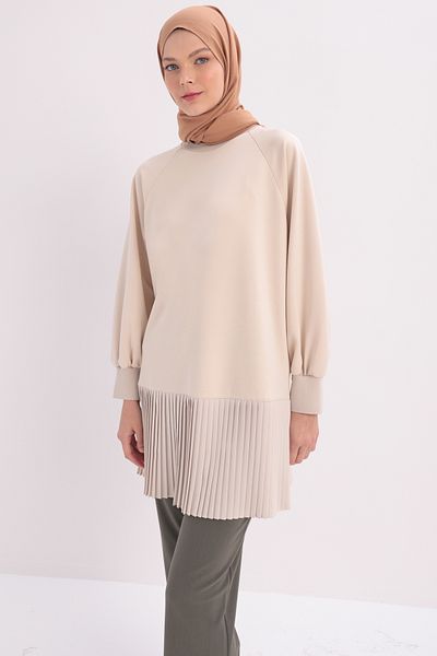 ALLDAY Ανοιχτό μπεζ Oversize Garni πλισέ τουνίκ