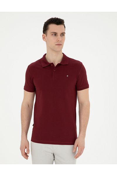 Pierre Cardin Μπορντό Slim Fit Basic T-Shirt 50291625-VR014