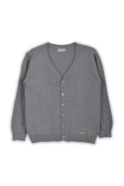 Minora Unisex Knitwear V-Neck School Cardigan - Gray