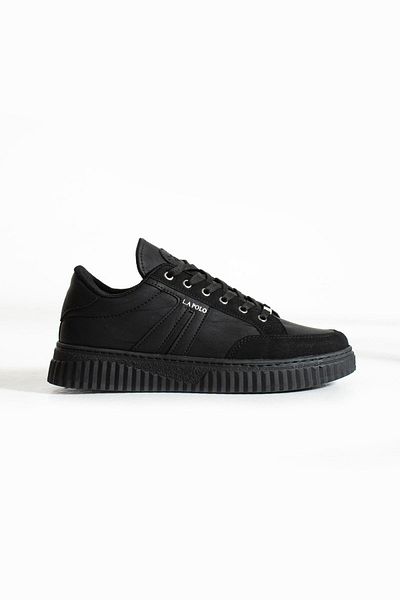 L.A Polo 509 Black Color Black Sole Lace Up Casual Men's Sports Shoes
