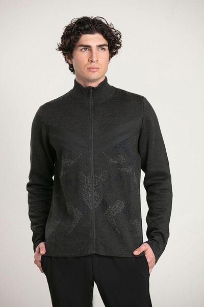 GMG FIRENZE Anthracite Slim Fit Men's Sweater - Gmg Fırenze, Stand Collar ZR23MFW17001