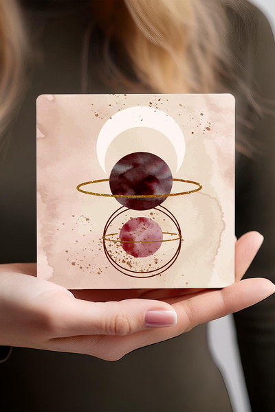 Pinecone مجموعة قواعد أكواب حجرية مجردة بسيطة لسطح المكتب مكونة من 4 قطع قواعد حجرية مقاس 10 × 10 سم