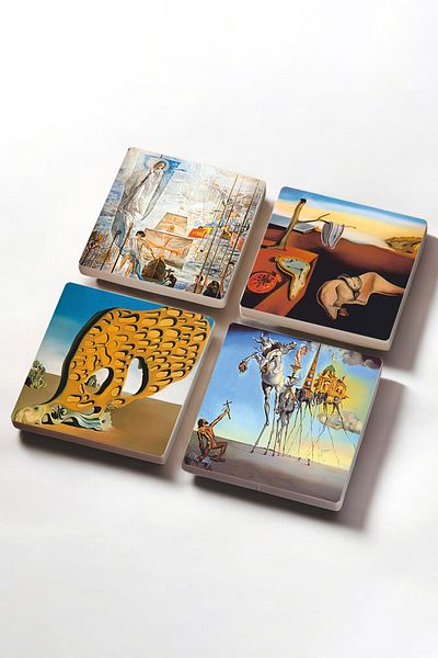 Pinecone Salvador Dalí Stone Coasters Desktop Protective Coasters 4 Piece Set 10x10cm Stone Coasters