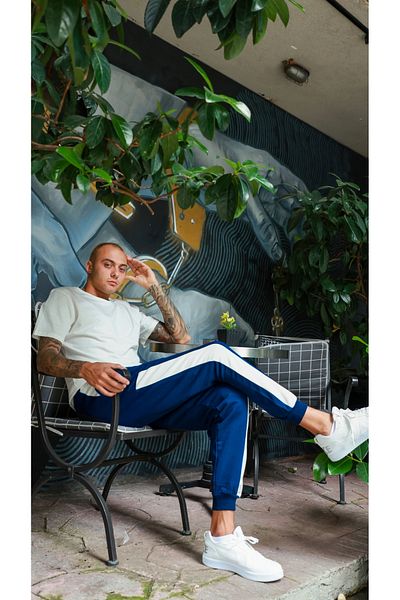 Owut Collection Ανδρικό μπλέ Navy Garni Λεπτομερές Jogger Sweatpants