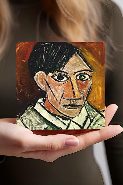 Pinecone امرأة تبكي من بيكاسو، صورة لدورا مار، صورة ذاتية، مجموعة قواعد أكواب حجرية للغرفة الزرقاء مكونة من 4 قطع