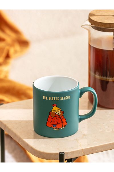 LC Waikiki Lcw Home Matte Blue Printed Ceramic Mug 320 ml