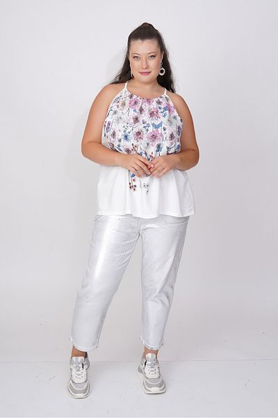 Büyük Moda Floral Patterned Halter Neck Blouse
