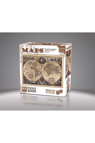 Ks Games Hendrik Hondius Vintage World Map 2000 Piece Puzzle