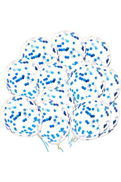 Paparti 20 Pieces - Transparent Balloon with Blue Confetti Birthday and Party Balloons