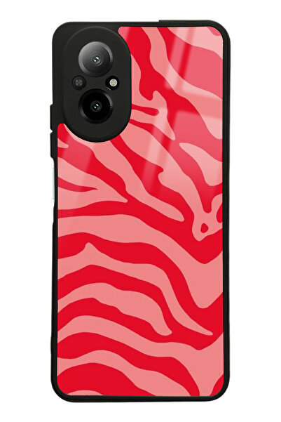 Spoyi Oppo Realme 12 Lite Red Zebra Tasarımlı Glossy Telefon Kılıfı