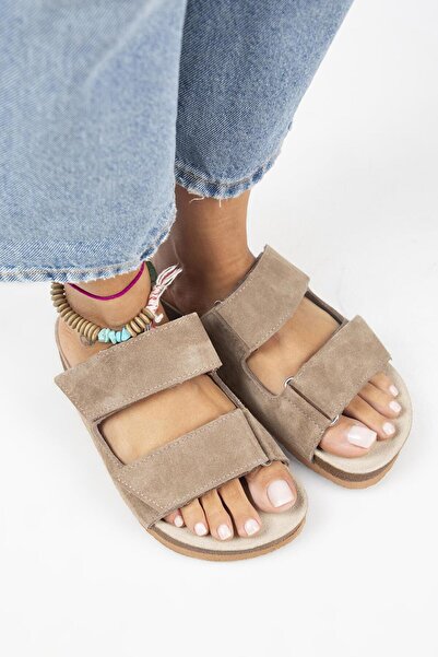 Manijero Παντόφλες βιζόν Velcro από γνήσιο δέρμα Vina