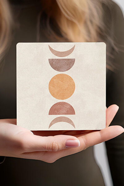 Pinecone Minimalist, Bohemian, Abstract Stone Coasters Desktop Protective Coasters Set of 4 10x10cm Sc260