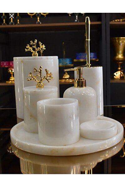 SİA ART DESİNG Mermer banyo seti takımı doğal 7li