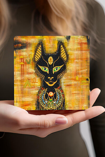 Pinecone فسيفساء سوتيريا، فسيفساء الفتاة الغجرية، مجموعة قواعد أكواب حجرية مصرية قديمة مكونة من 4 قطع 10 × 10 سم