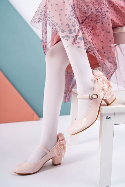 Aymeravm Topuklu Pembe Rugan Kız Çocuk Ayakkabı