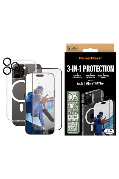 PanzerGlass مجموعة iPhone 16 Pro Max 3 في 1 Ekran وKamera Koruyucu وKılıf