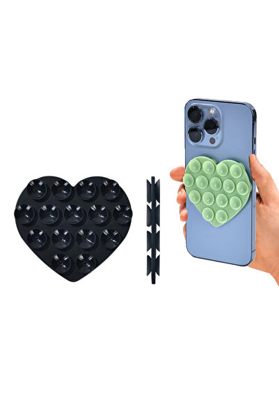 Microcase Vantuzlu Kalp Desen Silikon Cep Telefonu Sabitleme Yapıştırma Pedi AL4793
