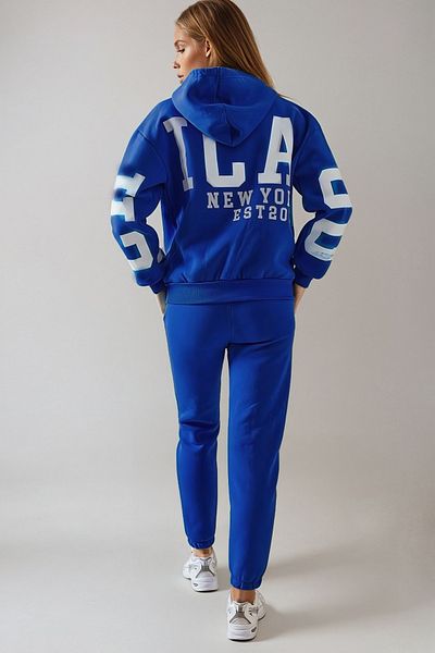 VAGGON Γυναικεία αθλητική φόρμα Saks Printed - Hooded, 3 Thread, Elastic, Winter Prm0455
